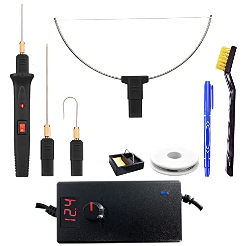 Hot Foam Cutter, 4 In 1 Hot Cutting Knives, 0-24w Electric Digital Voltage Controller Adaptor, Copper Brush, Wire, Mark Pen, 9 Pack Hot Tools for Polyethylene Styrofoam Carving, DIY Crafts