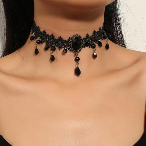 Black Lace Tassels Choker Necklace - Boho Fashion Prom Dainty Sexy Body Chain2