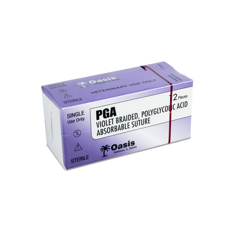 Image of Oasis Vet PGA (Polyglycolic Acid) Surgical Suture, 3-0, (FS-1) 3 /8 24mm Reverse Cutting Needle, 75cm, 12 /Box, Veterinary Use