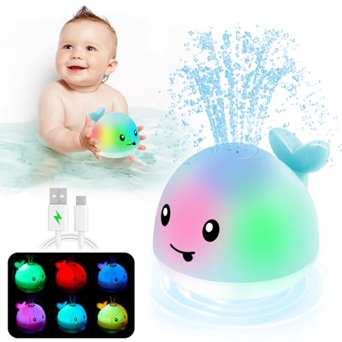 Image of ANGGIKO Baby Boy Bath Toys, Valentines Day Gifts for Babies 1 Year Old Boy Gifts, Toddler Bath Toys for Kids Ages 1-3, Light Up Whale Bath Toy Sprinkler Baby Toys 6-12-18 Months, Bathtub Fountain Toy