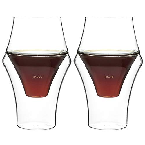KRUVE EQ Excite 150ml Handmade Double Wall Coffee Cups, Espresso Cups, and Glass Cups Set of 2 - Heat-Resistant Borosilicate Coffee Mugs, Perfect for Enhancing Aroma and Flavor, Dishwasher Safe