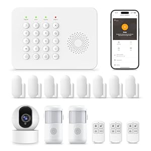 PGST Home Security System,DIY Wireless Home Alarm System for Home Security with Door Motion Sensors,Smart Keypad,Remote,No Subscription Fee (8 Contact Sensor + 2 Motion Sensor + 1 PTZ Camera)