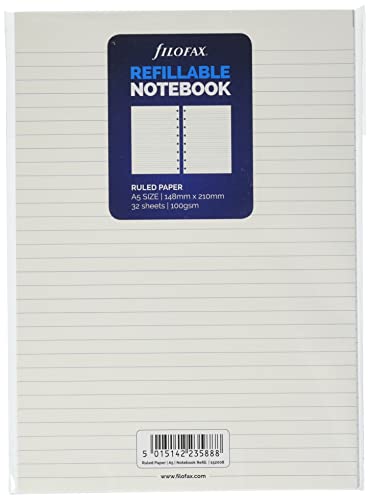 Hojas de recambio Filofax para cuaderno tamaño A5 (a rayas), color blanco Cover