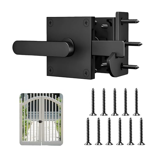 Double Side Gate Latch Black: YOZAIUUI Heavy Duty Aluminum Garden Gate Latch Self Locking Shed Door Latchs Double-Sided Handle for Outdoor Fence Wooden Gates Pool Gates Backyard Garden