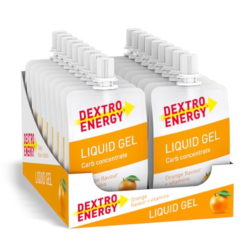DEXTRO ENERGY LIQUID GEL ORANGE + VITAMINS - 18x60ml (18er Pack) - Traubenzucker Konzentrat aus schnell verfügbaren Kohlenhydraten, Energy Gel, Vitamin B6, Energy Riegel Alternative DEXTRO ENERGY LIQUID GEL ORANGE + VITAMINS - 18x60ml (18er Pack) - Traubenzucker Konzentrat aus schnell verfügbaren Kohlenhydraten, Energy Gel, Vitamin B6, Energy Riegel Alternative