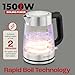 Electric Kettle for Boiling Hot Tea & Water | 1.8L Stainless Steel Borosilicate Glass Boiler With No Plastic, Automatic Shutoff, BPA Free, Fast Heating Technology