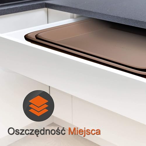 NutriChef Set 2 Teglie da Forno Antiaderente, Acciaio al Carbonio Lucido, Bordi Rialzati, Senza PTFE, PFOA e PFOS - immagine 5