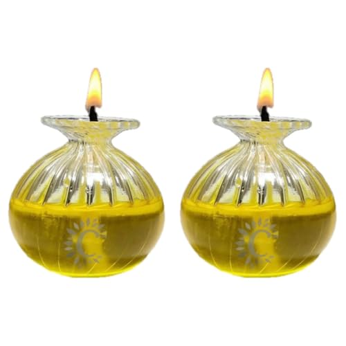 Image of Glass Fancy Udupi Nanda Table Diya | Akhand Glass Diya | Chambu Diya for Puja Room, Temple Home Office Festive Decor (Pack of 2)