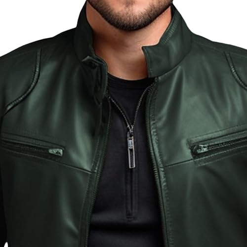 Mens Stand Up Punk Leather Jacket Moto Coat Men For Bikers Leather Biker Blazer Cafe Racer Style Pu Jackets2