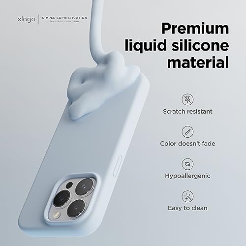 Image of elago Compatible with iPhone 15 Pro Case, Liquid Silicone Case, Full Body Protective Cover, Shockproof, Slim Phone Case, Anti-Scratch Soft Microfiber Lining, 6.1 inch (Light Blue)