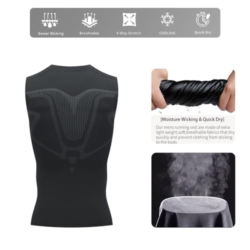 Men's Sleeveless Shirt Sport Compression Vest 4-3Pack, Quick-Drying, Fitness, Basketball, Running4