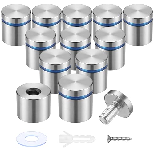 Image of Pelopy 12 Pcs Sign Standoff Screws Advertising Screws Stainless Steel Wall Standoff Mounts Glass Acrylic Nail (1 x 1 Inch)