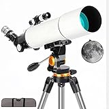 Equipado con 2 oculares --- Este telescopio astronómico está equipado con 2 oculares (10 mm + 25 mm), que proporcionan un aumento de potencia media y alta, diferentes aumentos para diferentes objetivos, le permite ver una amplia variedad de objetos, como observación de aves, visualización el Sol y la Luna, Vigilancia Ambiental, Observación del Planeta, Etc.