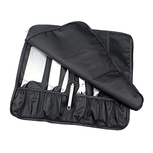 Aumotop Bolsa de Rolo para Faca de Chef, Estojo para Faca Com Vários Compartimentos, Alça Ombro e Alça, Tamanho Perfeito Facas, Proteção contra Lesões, Preto