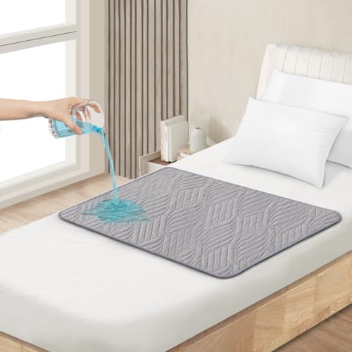DUJUIKE Funda de colchón Impermeable, Almohadilla de incontinencia Lavable, Adecuada para el Cuidado de Adultos/bebés, pañal para Mascotas, Antideslizante y a Prueba de Fugas (Gris Claro, 85x90cm)