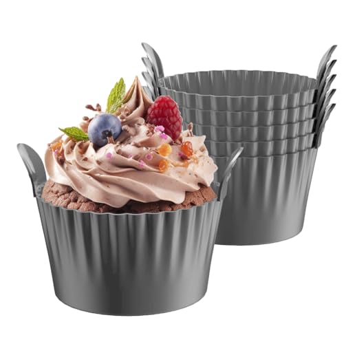 Image of Supvox 6PCS Reusable Silicone Baking Cups, Nonstick Muffin Cupcakes Mold with Double Handle, 3.5'' Cake Mould for Airfryer, Heat Resistant, Food Grade, BPA Free for Oven, Microwave Oven, Air Fryer
