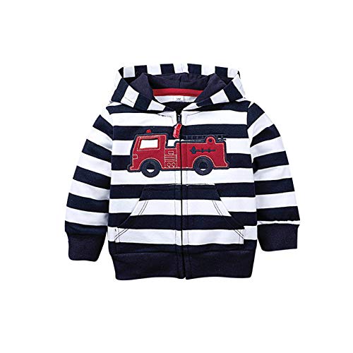 Baby Winter Coat Clothes Jacket,Kids Baby Boys Girls Stripe Cartoon Printed Zipper Hoodie Jacket Coats Black