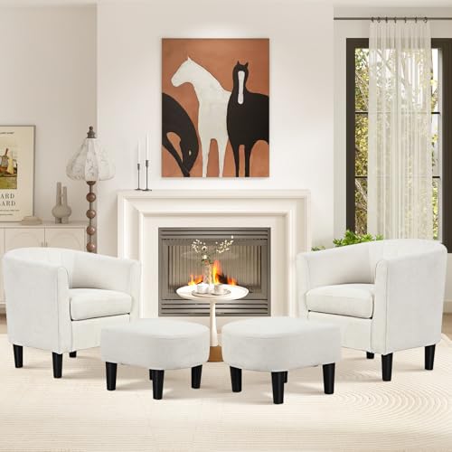 Sillón con terciopelo Teddy beige y otoman miniatura 5