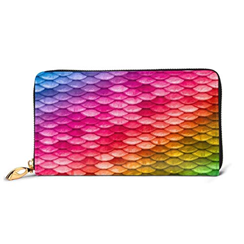 Preisvergleich Produktbild ClownFish Bunte Meerjungfrau Waage Leder Clutch Wasserdicht Kartenhalter mit Reißverschluss Brieftasche Durable Umschlag Clutch Tragbare Geldbörse
