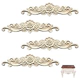  4pcs Tallada Apliques de Madera Aplique Decorativo en Madera Aplique Tallada sin Pintar Decorativo Talla de Apliques Madera Tallada Calcomanias para Decoración Del Hogar Decorativo en Madera Tallada