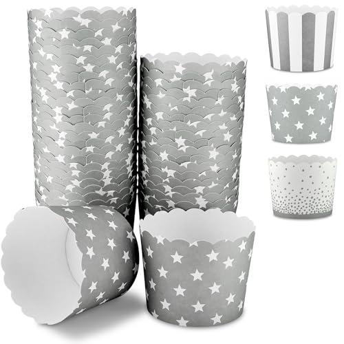 Frau WUNDERVoll® 50 Muffin Backformen grau weiß Sterne Durchmesser 6,1 cm/Muffins Muffinbackform Muffinform Form Backförmchen Cupcake Formen Förmchen Papier Cupcakeformen Frau WUNDERVoll® 50 Muffin Backformen grau weiß Sterne Durchmesser 6,1 cm/Muffins Muffinbackform Muffinform Form Backförmchen Cupcake Formen Förmchen Papier Cupcakeformen