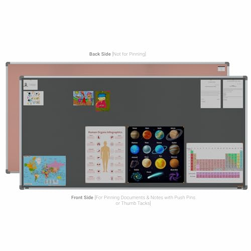 Image of Scholar Art Metis 4x8 Feet Bulletin Notice Board for Office, Home & School | Vibrant & Versatile Crape Cloth + High Density Soft Board for Pinning Photos, Sticky Notes & Reminders (Grey)