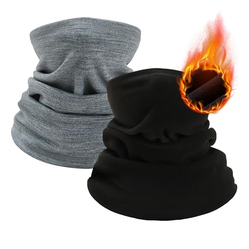voofly Scaldacollo da uomo e da donna, invernale, in pile, antivento, per sci, corsa, ciclismo, nero + grigio chiaro, Taglia unica
