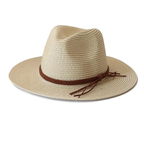LVCHAO Sun Hats For Hats Sombrero de Paja de ala Ancha for Hombre y Mujer, Sombrero de Paja for Verano, Playa, protección UV, Sombrero for el Sol for Mujer For Travel Hiking Fishing Beach(Beige)