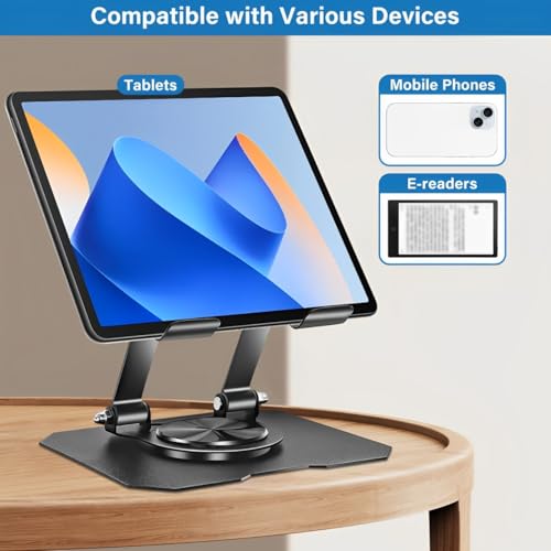 Yonality Support Tablette, Support de Tablette de Bureau Réglable, Rotative à 360 Degrés, Support de Moniteur Portable Pliable, Chargement magnétique sans fil, Compatible avec Les Appareils iPad Pro/A – vue 3