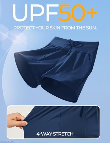 Image of IUGA Womens 5 inch Swim Board Shorts Stretchy High Waisted Beach Shorts for Women Quick Dry UPF 50+ Swimsuit Bottoms with Liner