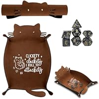Würfeltablett mit Katzenmotiv, Würfelunterlage,Würfelmatte,Dice Tray,Würfelbrett Faltbar,Mit Einer Reihe Von DND Würfel