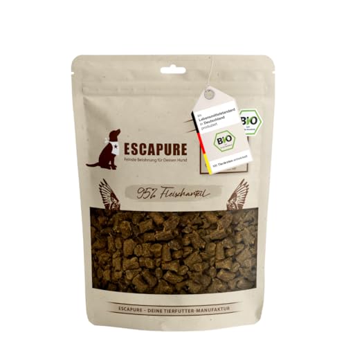 ESCAPURE Bio Softies – Hundesnacks aus Hähnchenfleisch – 100% Bio-Zutaten, 98% Muskelfleisch – Getreidefrei, ohne Zusatzstoffe, Soft-Leckerli für Training & Belohnung (120g)