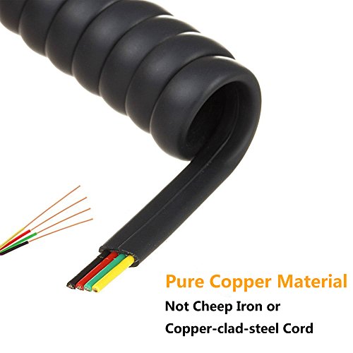 Telephone Handset Cord Detanglers,Uvital 2 Pack Landline Handset Cord Cable 10Ft Uncoiled(1.2 Ft Coiled) And 2 Pack Anti-Tangle Telephone Cord Untangler 360 Degree Rotating Swivel Cord(Black) #TOP3