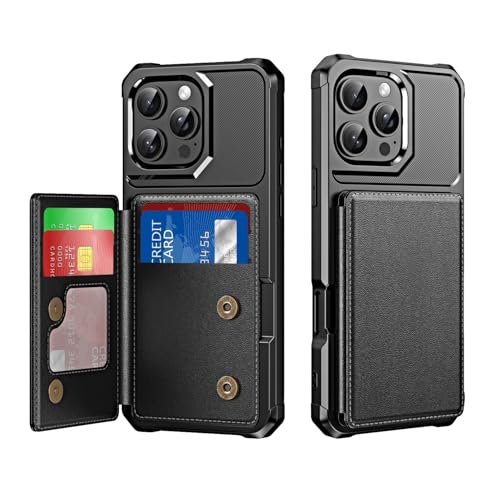Étui iPhone 12 Pro en silicone et cuir noir antichoc avec porte-cartes intégré