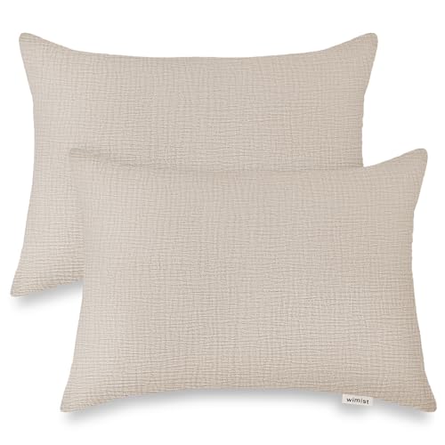 Image of Toddler Pillowcases for 13 inchx18 inch Pillow 2 Pack, Muslin Small Toddler Baby Kids Travel Pillow Covers for Boys Girls with Envelope Closure (Beige, 13 x 18 Inch)