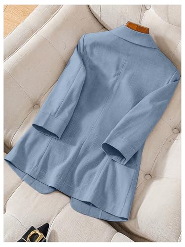 WDIRARA Women's Button Down 3/4 Sleeve Blazer Lapel Neck Dressy Suit Jacket2