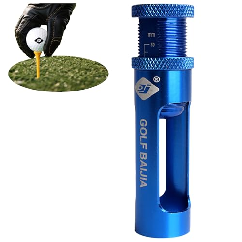 Qzavire Precision Golf Tee Height Adjuster - Golf Tee Magic Mate For Consistent Shots, 30-50Mm Lightweight Alloy Golf Height Adjustment Tool For Optimal Trajectory Easy Use Training Aid (Blue)