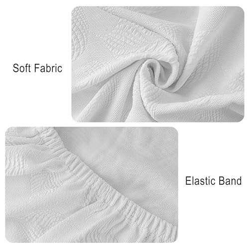 Image of Genina Waterproof Dining Chair Cover Set of 6,Kitchen Chair Cover,White | Stretch Dining Room Chair Slipcovers with Leaf Jacquard,Removable Kitchen Chair Protector for Home,Restaurant,Banquet