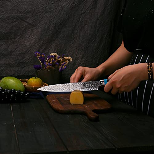MSY BIGSUNNY Carving Knife - 67 Layers Damascus Steel - 8.1 Inch Blade - Stain & Corrosion Resistant Handmade Slicing Meat Knives