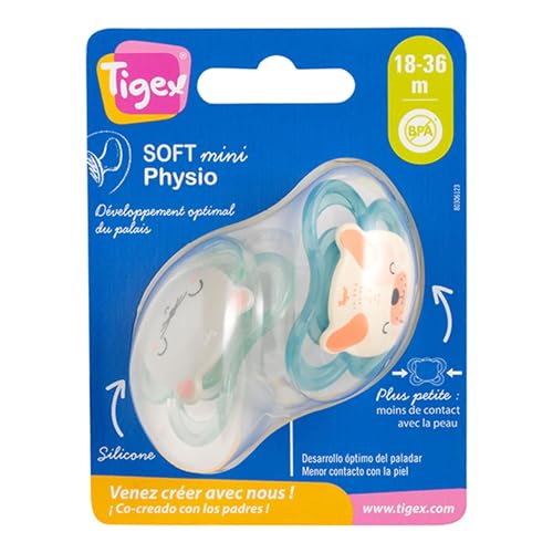 Tigex Soft Touch Friends chupetes | 18-36 meses | Chupetes de Silicona con Ventilación Extra | tigre y panda | 2 unidades (modelos aleatorios)