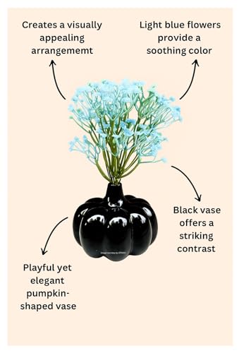 Image of SPHINX Ceramic Vase with Artificial Flowers| Flower Vase Pot for Home Decor,Living Room,Dining Table & Office|Modern Boho Minimalist Centerpiece for Decoration,Gifting (Pumpkin with Baby's Breath)