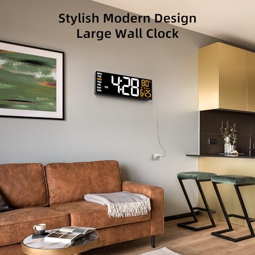EASYERA 16.5" Large Digital Wall Clock with Low-Glare Display, 10 RGB Modes - Image 2