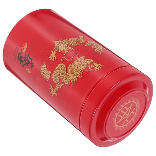 Toyvian Barattolo in Ferro per Tè Sfuso Coperchio Ermetico, Contenitore Latta per Spezie e Caramelle, Scatola per Conservazione Alimenti per Cucina e Regalo, Colore Rosso Elegante