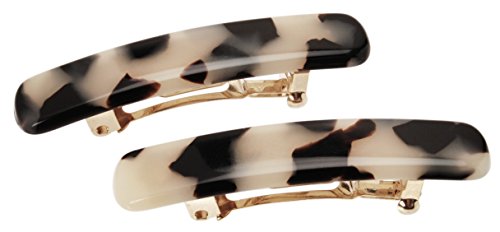 France Luxe Mini Rectangle Barrette Pair, Classic, Handmade French Barrettes for Women, Matching Set of 2 Hair Clips for Everyday Wear, Women’s Hair Accessories, Ivory Tokyo