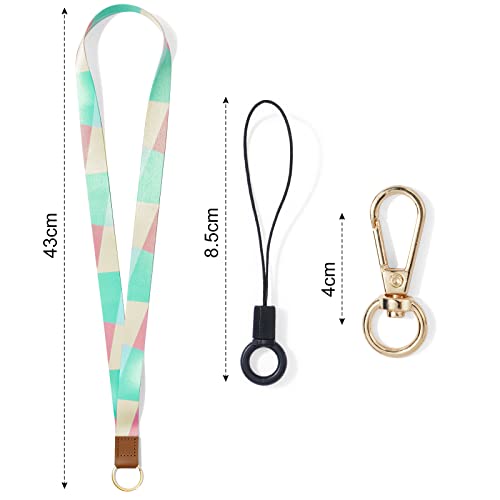 Vicloon Schlüsselband, Lanyard für Schlüssel, mit 2 Zubehör, Zweiseitiger Druck in Voller, Halsriemen Schlüsselbund für Schlüssel, ID Badge Card Holder, Ausweishülle(Farbnähte)