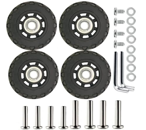 Ruedas de repuesto para maletas, 75 x 24 x 8 mm, ruedas de goma con identificación, 4 unidades