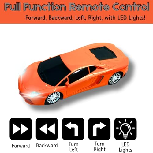 Image of SUPER TOY Remote Control Car for Boys 3-14 Year 1:24 High Speed Racing RC Car Rechargeable Toy for Kids with Charging Cable Birthday Gift Car, Orange