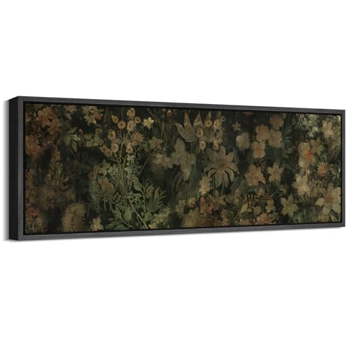 MUDECOR Large Framed Canvas Print Wall Art Dark Vintage Botanical