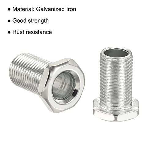 Image of MECCANIXITY Hex Bolt Screw 20mm Long M10 Thread Pipe Hexagon Countersunk Flat Head for Chandelier, Galvanized Iron Pack of 10