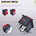 Twidec/2Pcs Rocker Switch AC 10A/125V 6A/250V DPST 4 Pins 2 Position ON/Off Red LED Light Illuminated Boat KCD4 Rocker Switch Toggle KCD2-201N-R